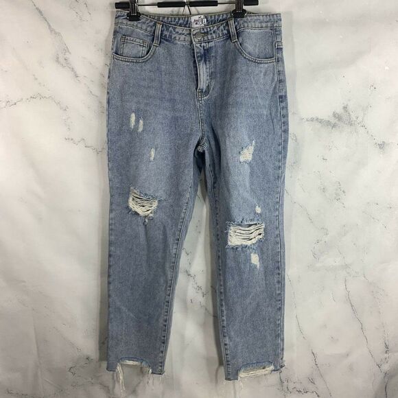 vintage Princess Polly Mom Jeans Light Denim Jeans size 8 Distressed - Picture 1 of 9